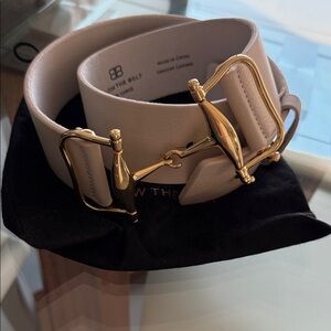 B-Low the Belt Ivory Leather Belt with Gold Hardware